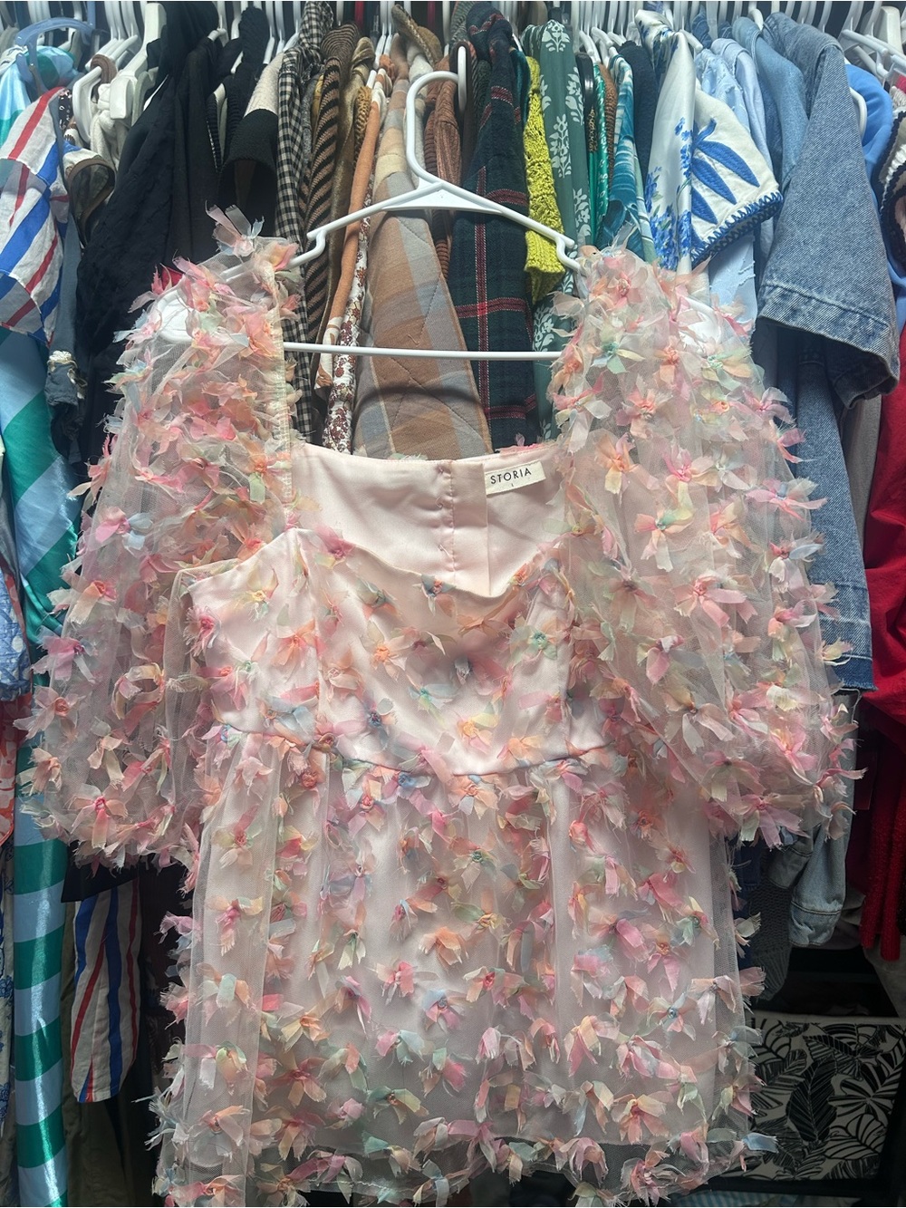 Storia Pastel Multi-Color Petal Overlay Party Dress